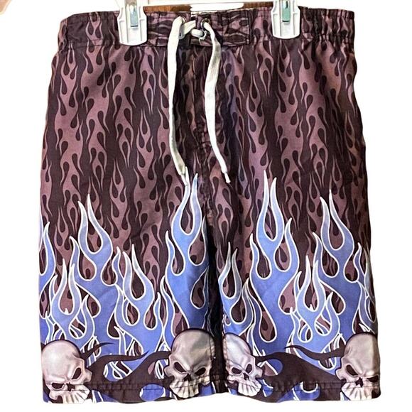 Extreme Athletic Gear Swim Trunks 4-5 Boys Skull Flames Lake Beach Graphic - Picture 1 of 9